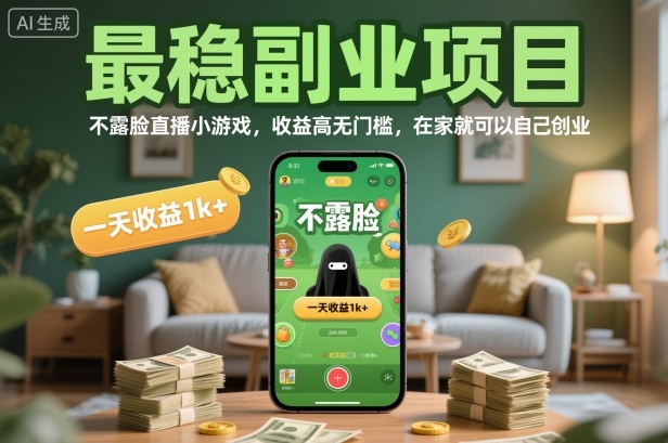 最稳副业项目,不露脸直播小游戏,收益高无门槛,一天收益1k+,在家就可以自己创业【揭秘】-创富笔记