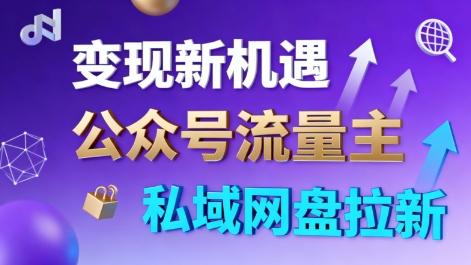 公众号流量主+私域网盘拉新,多方式变现,简单易上手,当天就有收益-创富笔记
