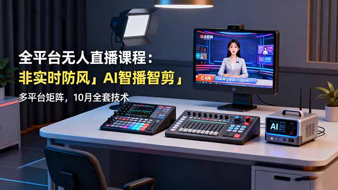 全平台无人直播课程：非实时防风＋AI智播智剪＋多平台矩阵，10月全套技术-创富笔记
